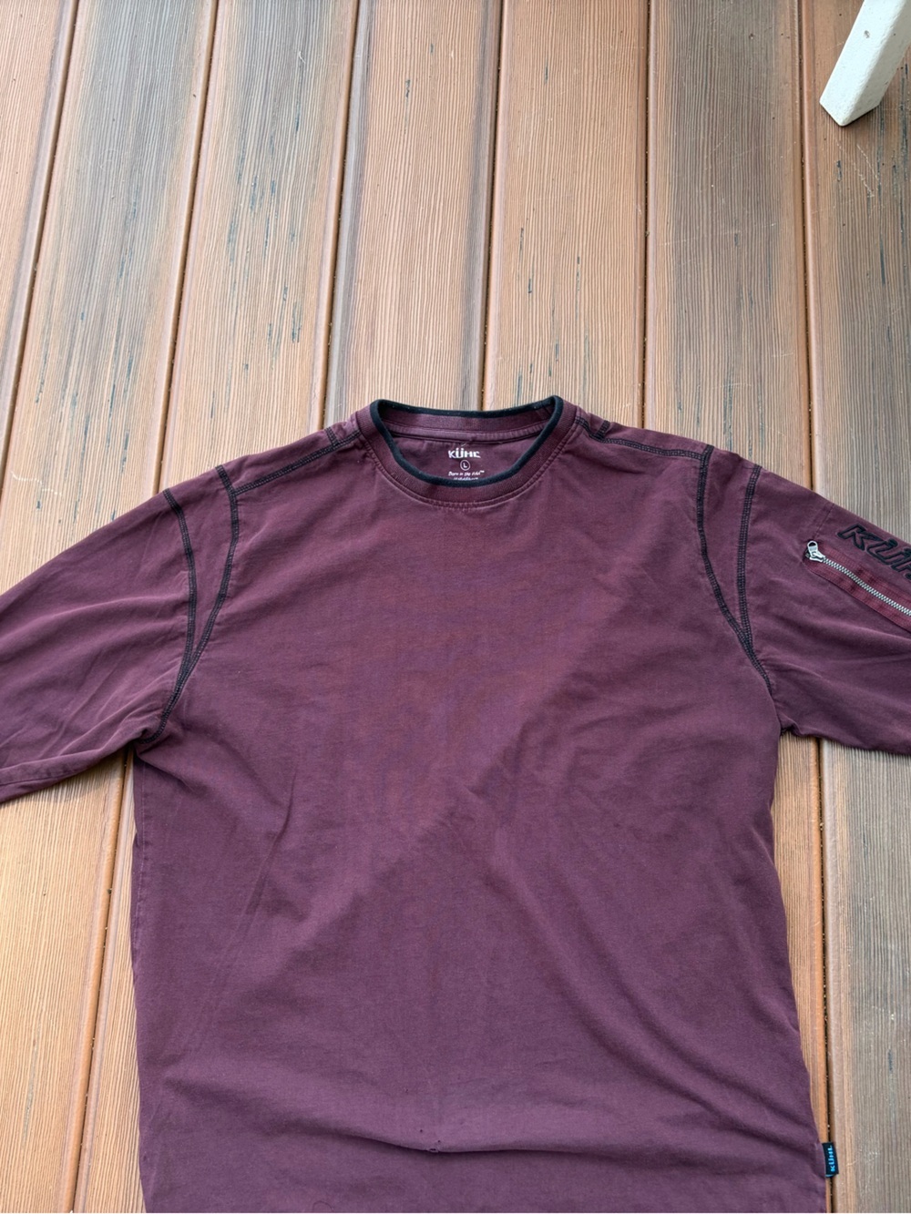 Kuhl Men's long Sleeve Crew Tee in Deep Burgundy